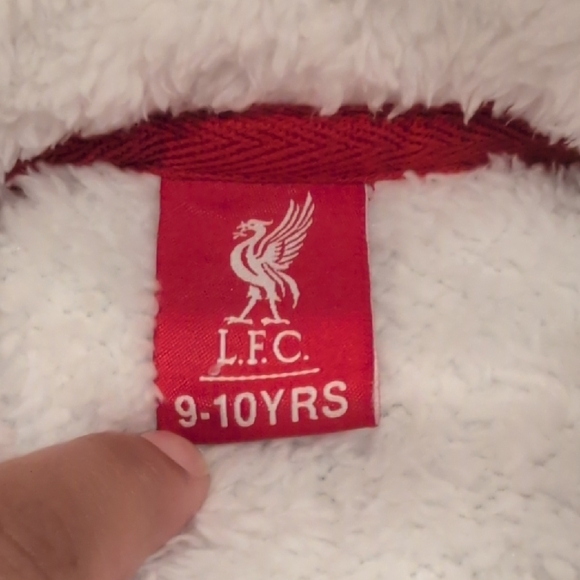 Liverpool Football Club White Fleece Hoodie with Red Logo - Picture 6 of 6